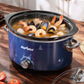 Heynemo 4QT Compact Slow Cooker & Food Warmer with 3 Temperature Settings, Removable Ceramic Pot, Dishwasher-Safe Glass Lid, Stainless Steel - Blue