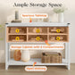 May in Color Entryway Table, 46" Modern Farmhouse Console Table with Sliding Barn Door, for Hallway, Living Room, Foyer, White