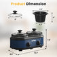 Blue Dual Slow Cooker with 2 Removable Ceramic Pots, 3Adjustable Temp & Visible Glass Lids, Buffet Server & Warmer, 2 x 1.25 QT, Blue, Dishwasher Safe