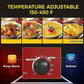 Sunvivi 26QT Electric Turkey Roaster Oven with Visible Glass Lid,Removable Pan & Rack, Stainless Steel,Red