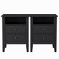 May in Color Fluted Nightstand with 2 Drawers and Storage Shelf, Set of 2, Ideal for Bedroom, Living Room, Black