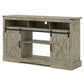 Mayincolor Farmhouse TV Stand for 65''+ Inch TV, 34'' Tall Entertainment Center, Rustic TV Console with Sliding Bar Door for Living Room (Light Grey)