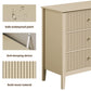 May in Color Beige 6 Drawer Dresser, Fluted Modern Chest of Drawers for Bedroom