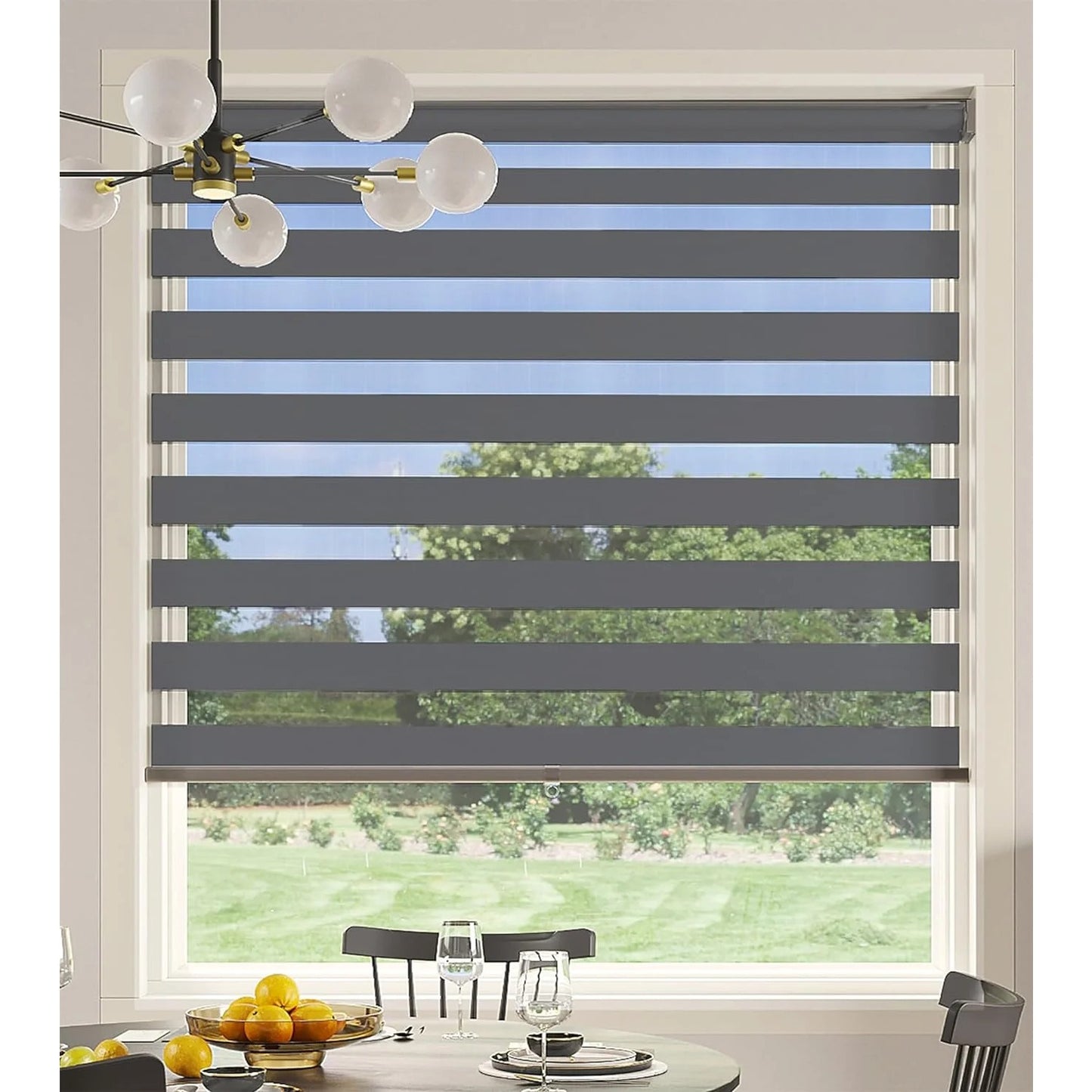 CozyHom Cordless Zebra Blinds for Windows, Living Room Roller Shades Blinds for Windows, Dual Layer Sheer or Privacy Light Control, Day and Night Window Shades for Home, Office