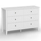RoyalCraft Revamp 6-Drawer Double Dresser, White Wooden Storage Cabinet for Bedroom