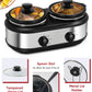 Superjoe 2.5QT Dual Pot Electric Slow Cooker, Stainless Steel Buffet Server Food Warmer Slow Cooker With Adjustable Temp Removable Lid Rests, Black