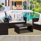 Cozyhom 4 Piece Rattan Outdoor Patio Sofa Furniture Sets, Wicker Conversation Couch Sets Rattan Sofa Chair With Cushion For Backyard Lawn Garden, Brown
