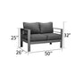 Superjoe Outdoor 2-Seat Patio Aluminum Loveseat Sofa Couch Furniture with Light Grey Cushions, Grey