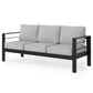 Mayincolor Patio Furniture Aluminum Sofa, All-Weather Outdoor 3 Seats Couch, Gray Metal Chair with Dark Grey Cushions