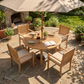 5-Piece Acacia Patio Table and Chairs Set for All-Weather, Outdoor Patio Dining Set with Umbrella Hole and Removable Cushion for 4, Durable Patio Table and Chairs Set for Garden£¬Heynemo