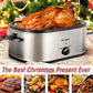 Superjoe 22 Quart Roaster Oven with Self-Basting Lid, Turkey Roaster Oven with Removable Insert Pot, Stainless Steel Silver
