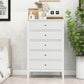 Heynemo Fluted 5 Drawers Dresser for Bedroom, White Tall Storage Cabinet for Living Room, Hallway, Entryway
