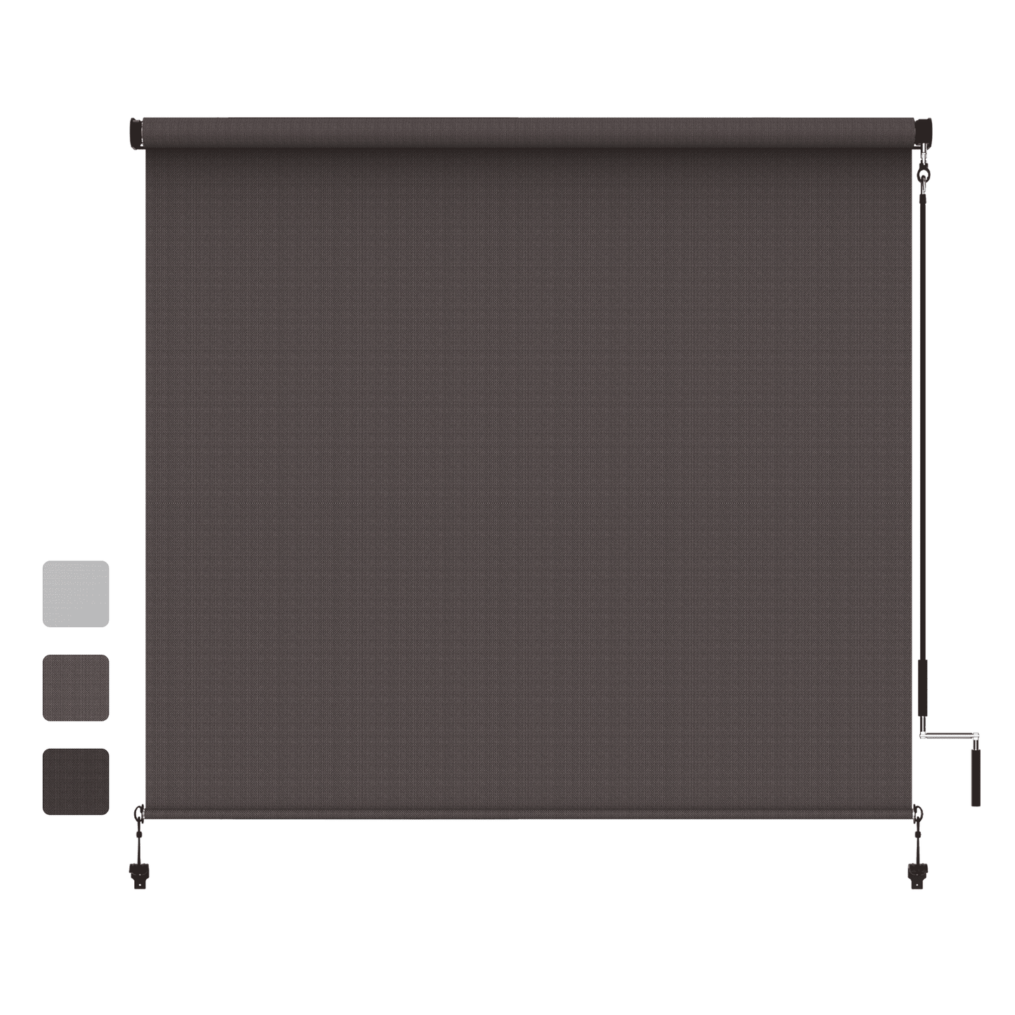 Heynemo 8'x 8' Outdoor Roller Shade, Cordless Patio Shade with Crank Handle, 95% UV Protection Outdoor Blind for Porch, Gazebo, Pergola, Brown