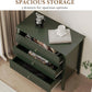 32" Green Fluted Dresser Nightstand, Wide Modern 3 Drawer Wooden Chest, Large Painted Storage Cabinet, for Bedroom, Closet, Hallway, Entryway