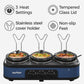 Heynemo Triple Slow Cooker Buffet Server with Removable Ceramic Pots and Adjustable Temperature - 3 x 1.5 Quart, Blue
