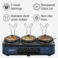 Sunvivi Triple Slow Cooker Buffet Server with Removable Ceramic Pots, 3 x 1.5 Qt, Blue