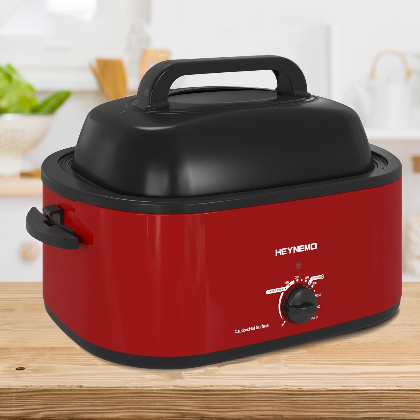 Superjoe 26 Quart Roaster Oven with Self-Basting Lid, Electric Turkey Roaster with Thaw & Warm Function, Adjustable Temperature Roaster With Removable Pan & Rack, Stainless Steel, Red