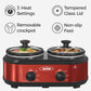 SUNVIVI 24QT Roast Turkey stove with 3-burner slow cooker and 2-burner slow cooker Kitchen set ,Stainless Steel,Red