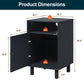 Heynemo Wood Nightstand with Storage, Bedside Table with Charging Station and Solid Wood Legs, Ideal for Living Room, Bedroom, Entryway, Black, Set of 2