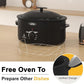 Superjoe 8-Quart Roaster Oven with Self-Basting Lid, Electric Turkey Roaster Oven with Removable Pan and Rack, Stainless Steel, Black