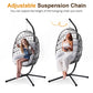 Heynemo Hanging Egg Chair with Stand Boho Style - 350lb Capacity - Black & Gray