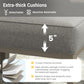 Heynemo Patio Metal Ottomans Footstools Set of 2, Outdoor Footrest Set with Removable Cushions for Couch, Beige Gray