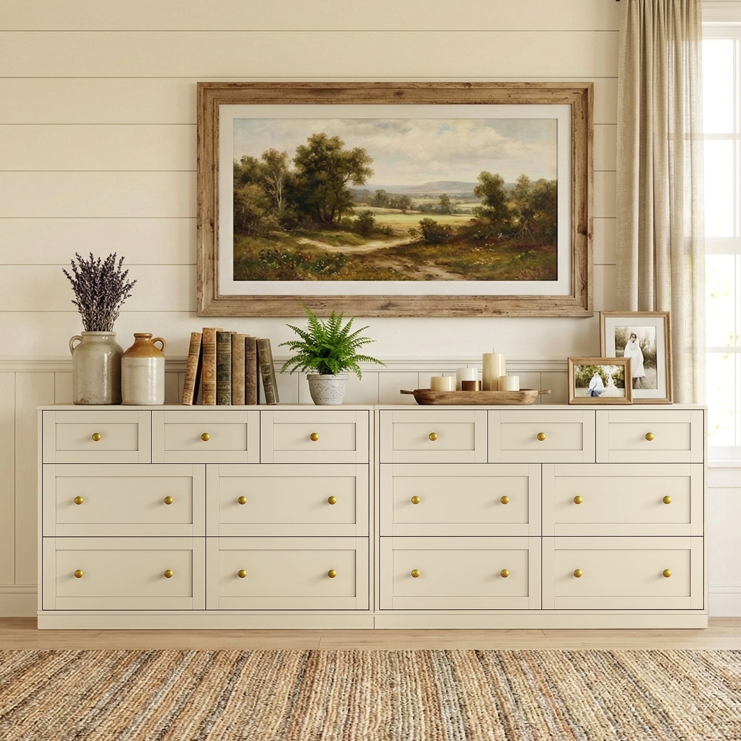 May in Color Dresser for Bedroom with 7 Drawers, Wood Drawer Organizer for Bedroom, Living Room, Hallway, Beige
