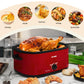 Superjoe 22 Quart Electric Roaster Oven with Visible & Self-Basting Lid, Large Turkey Roaster with Defrost Warm Function, Adjustable Temperature, Removable Pan Rack, Stainless Steel, Red