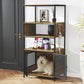 Dog Crate Furniture with Display Shelf, Decorative Dog Crate Industrial Bookshelf with Kennel, Furniture Style Dog Crate for Medium Dog, Cat Litter Box Furniture, Brown