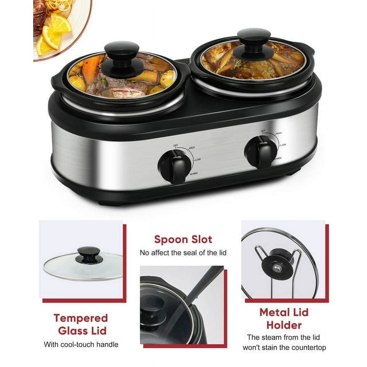 Superjoe Dual Pot Electric 2.5 qt Slow Cooker