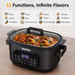 Heynemo 6.5QT Digital Multi Cooker, 12-in-1 Slow Cooker & Roaster with Timer, Temp Control, Delay Start, Nonstick Pot, Black