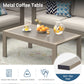 May in Color Outdoor Coffee Table Rectangle, Metal Patio Coffee Table for Balcony, Garden, Deck, Backyard, Beige