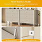 Mayincolor Wooden 3-Drawer Dresser Set of 2, Wide Chest with Modern Nightstand Cabinet and Spacious Storage, Beige