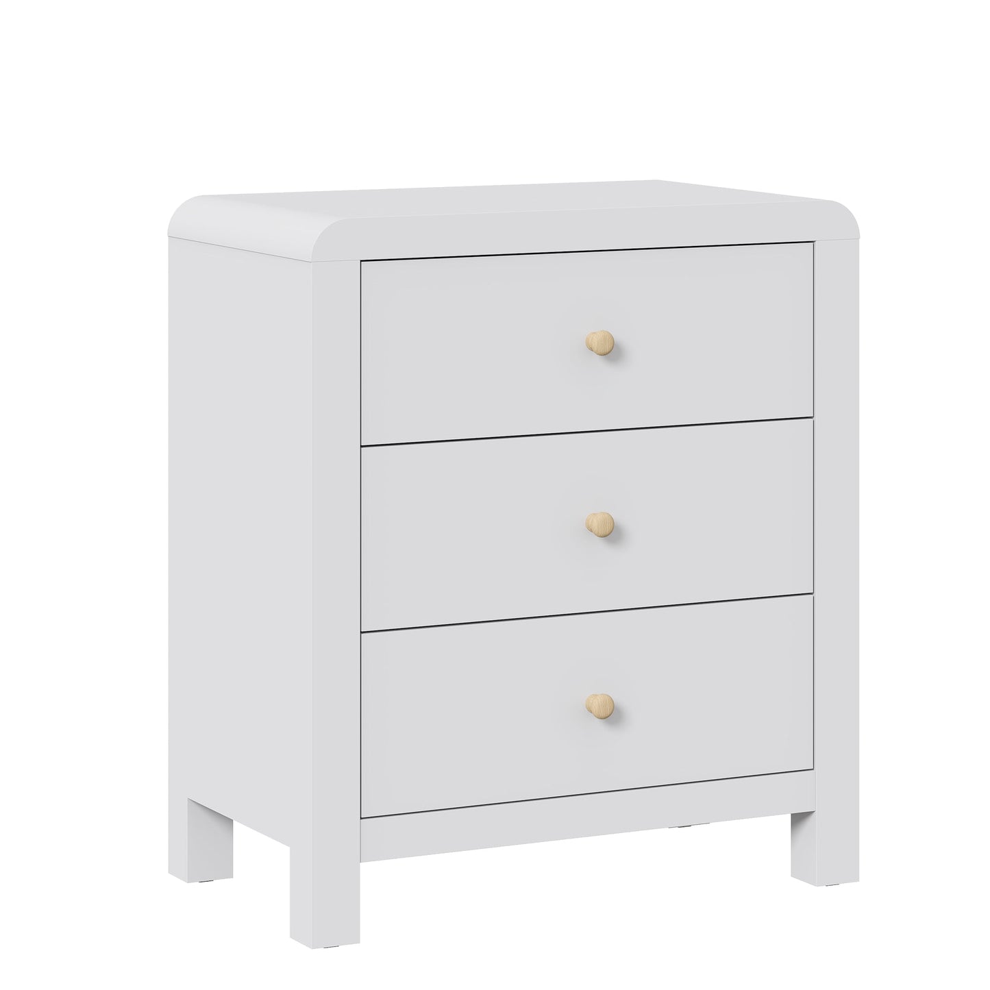 May in Color Modern Chest of Drawers Set of 2, with Rounded Table Corners, White