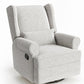 Royalcraft Swivel Nursery Glider Recliner, Comfy Upholstered Glider Chair with Lumbar Pillow and Footrest, Swivel Rocking Chair for Living Room, Grey