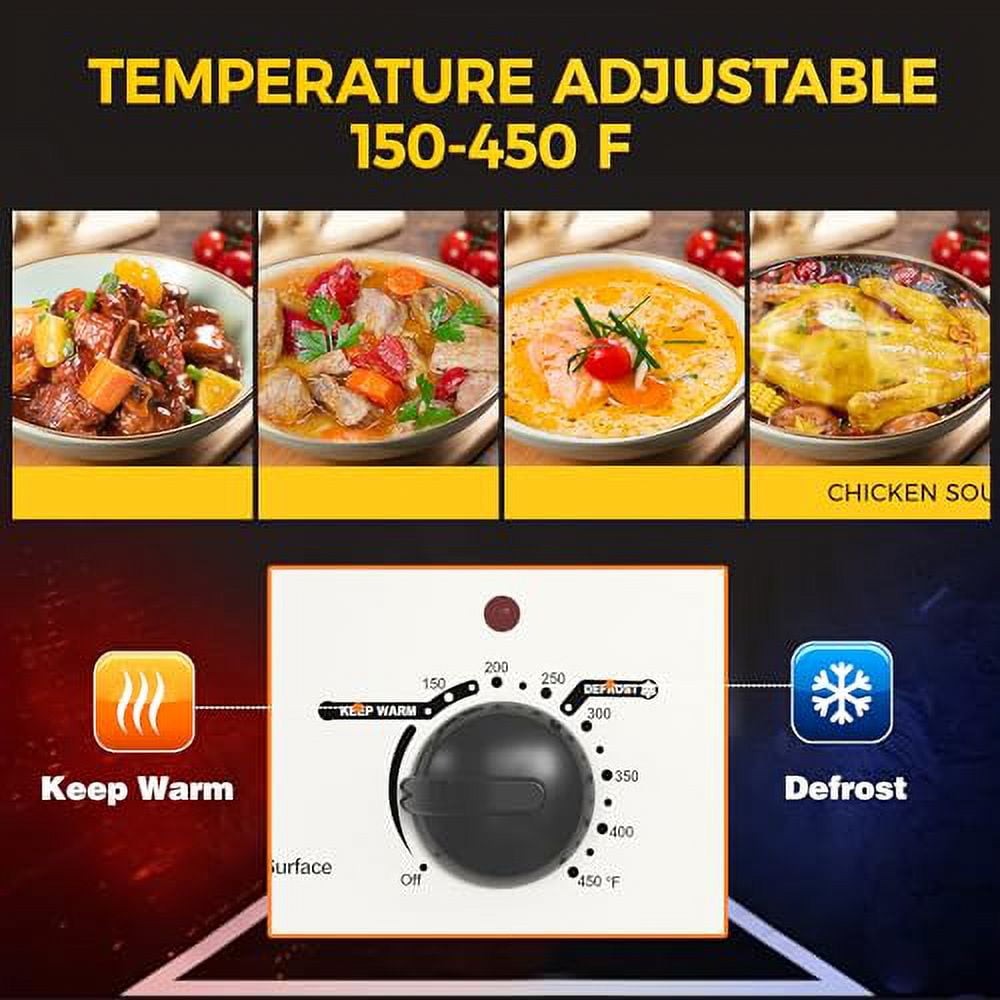 SUNVIVI 20 Quart Turkey Electric Roaster Oven with Self-Basting Lid, Stainless Steel, White