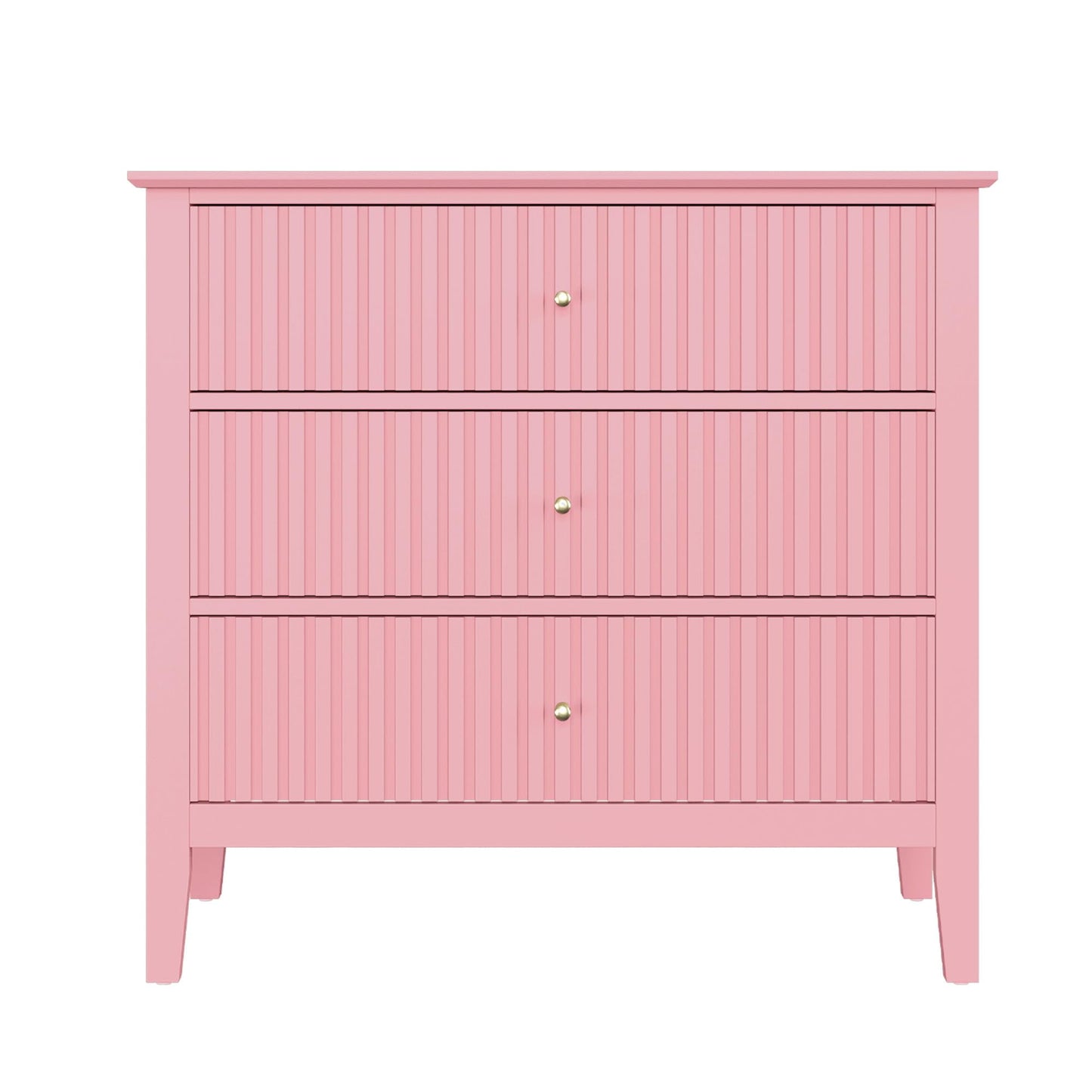 Heynemo Pink 30" Dressers Set of 2, Modern 3-Drawer Wood Nightstands with Ball Bearing Slides, Wide Storage Chests for Bedroom, Living Room, Entryway or Office