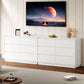 Heynemo Dresser with 6 Drawers for Bedroom, Chest of Drawer with Charging Station for Living Room, White