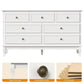 Heynemo Sideboard Buffet Cabinet with 7 Drawers, Set of 2, Modern Wide Credenza Cabinet with Rubberwood Legs & Painted Finish, Wooden Storage Closet Cabinet Organizer for Living Room, Hallway, White