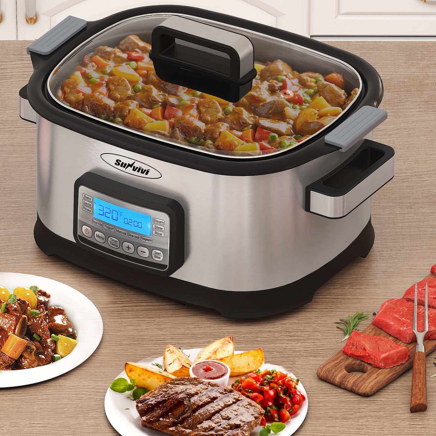 Heynemo 6.5QT 11-in-1 Programmable Multi Slow Cooker