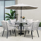 RoyalCraft 5-Piece Patio Dining Table Set, All Weather Twisted Rattan Furniture Set with Cushions, Outdoor Dining Table Chair Set with Umbrella Hole, Ideal for Backyard Balcony Deck Garden, Grey