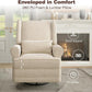 Royalcraft Swivel Nursery Glider Recliner, Comfy Upholstered Glider Chair with Lumbar Pillow and Footrest
