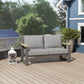 CozyHome Aluminum Outdoor Loveseat, All-Weather Metal Patio Furniture Sofa, Patio Sofa Chair for Porch Backyard Garden, Grey