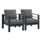 Heynemo Metal Patio Furniture Chairs Set of 2, Aluminum Outdoor Armchairs with Cushions, Dark Grey