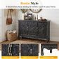 Heynemo Vintage Sideboard Buffet Cabinet with 3 Carved Doors and Adjustable Shelves, Wood Credenza for Kitchen, Dining Room, Living Room, Bedroom, Black