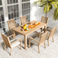 May in Color Aluminum 7 Pieces Patio Dining Sets, Outdoor Dining Table with 6 Chairs, Outdoor Patio Dining Furniture Set with Removable Cushion for Lawn, Garden, Backyard, Brown