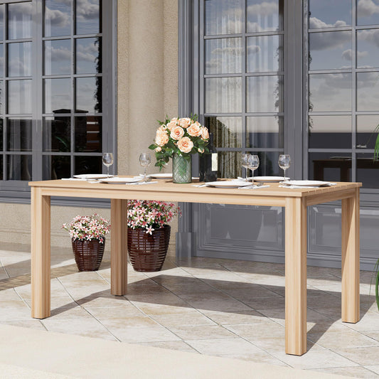 May in Color Wooden Aluminum Dining Table, Original Wooden Color Outdoors Aluminum Table