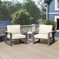 May in Color Aluminum Outdoor Armchair, 2 Pieces All-Weather Metal Patio Single Sofa, Patio Conversation Set for Porch Backyard Garden, Beige