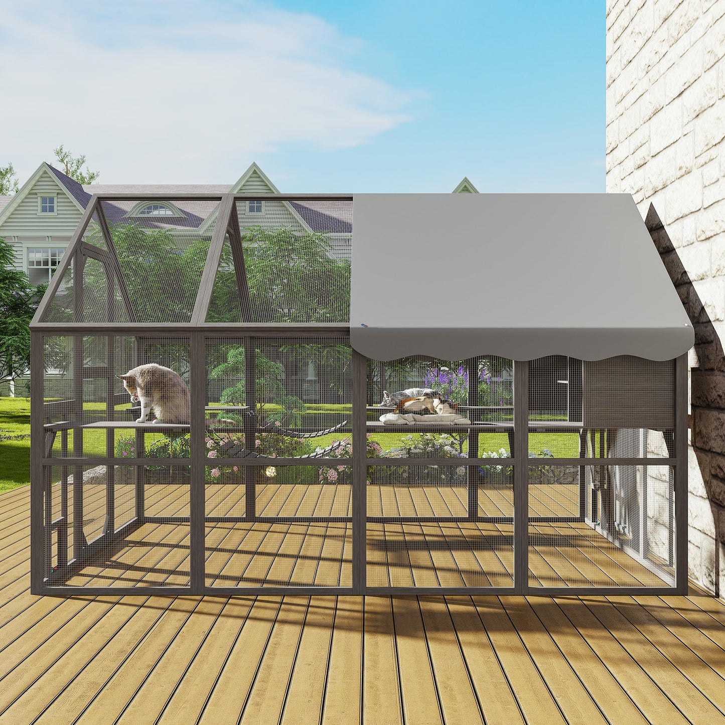 Keygarzone Outdoor Cat Enclosure 110"L x 74.5"W x 74.5"H