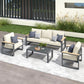 CozyHome Aluminum Patio Furniture, 5-Seats Metal Outdoor Furniture Set with Coffee Table, Modern Patio Sofa Sets Outdoor Conversation Set for Pool Garden Porch Backyard, Beige